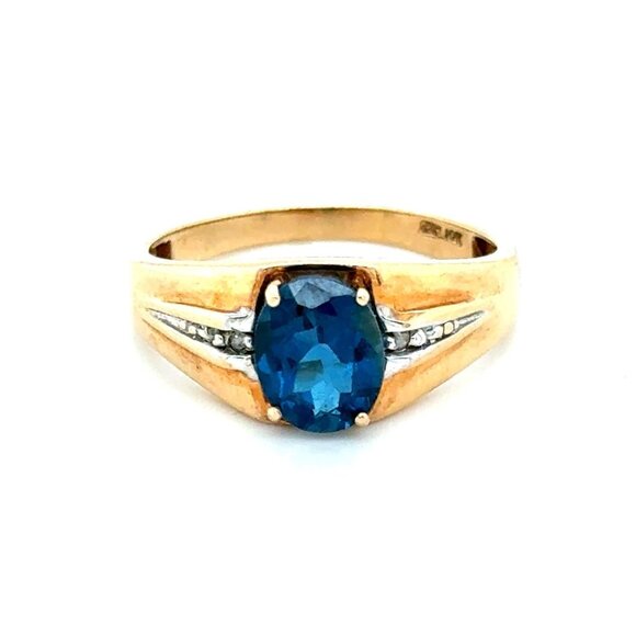 10K Gold London Blue Topaz Ring - Picture 1 of 12